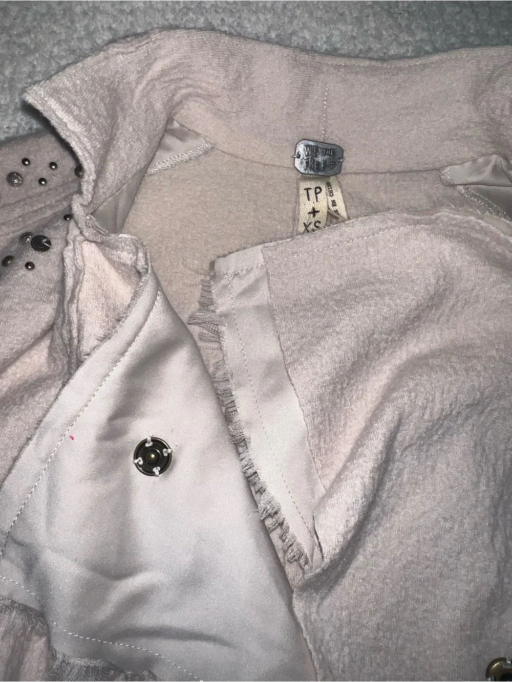 Free People We The Free Ivory Studded Moto Jacket XS